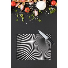 Aylina Siyah Beyaz | Cam Kesme Tahtası |  25 x 35 cm