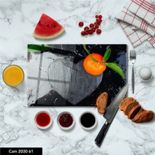 Aylina Cam Kesme Tahtası | Baskılı Kesim Tablası | Temperli | 25 x 35 cm