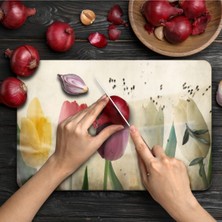 Aylina Baskılı Cam Kesme Tahtası |temperli Cam |  25 x 35 cm