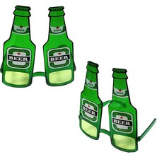 Pandoli Yeşil Renk Bira Şişesi Şeklinde Camlı Parti Gözlüğü 1 Adet  Hawai Retro Oktoberfest