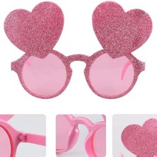 Pandoli Glitter Simli Pembe Renk Kalpli Parti Gözlüğü 1 Adet