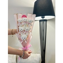 Salish Store Teddy Bear Pembe Şekerli Ayıcık Buketi Sevgiliye Yıldönümü Doğum Gününe Özel Premium Hediye