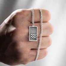 Vetro Silver Erkek Özel Tasarım Kova Burcu Gümüş Kolye