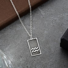 Vetro Silver Erkek Özel Tasarım Kova Burcu Gümüş Kolye