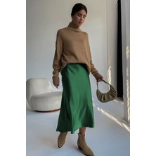 Madmext Mad Girls Yeşil Saten Etek MG1409