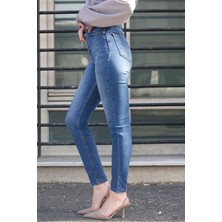 Madmext Mavi Yüksek Bel Skiny Fit Denim Kadın Jean MG1643