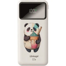 Wuw Linkage 10000 Mah Kawaii Panda Baskılı Beyaz 22,5 W Hızlı Şarj Özellikli LCD Ekranlı Powerbank