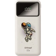 Wuw Linkage 10000 Mah Özel Astronot Baskılı Beyaz 22,5 W Hızlı Şarj Özellikli LCD Ekranlı Powerbank