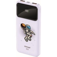 Wuw Linkage 10000 Mah Özel Astronot Baskılı Beyaz 22,5 W Hızlı Şarj Özellikli LCD Ekranlı Powerbank