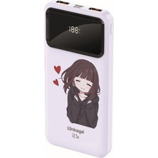 Wuw Linkage 10000 Mah Anime Kız Baskılı Beyaz 22,5 W Hızlı Şarj Özellikli LCD Ekranlı Powerbank