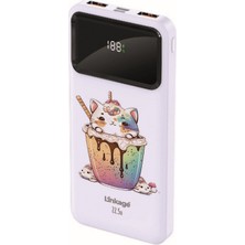 Wuw Linkage 10000 Mah Kawaii Kedi Baskılı Beyaz 22,5 W Hızlı Şarj Özellikli LCD Ekranlı Powerbank