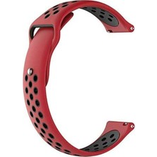 Teleplus General Mobile Gm Watch Kordon Delikli Çift Renk Silikon Kırmızı