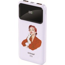 Wuw Linkage 10000 Mah Retro Pin Up Kız Baskılı Beyaz 22,5 W Hızlı Şarj Özellikli LCD Ekranlı Powerbank