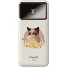 Wuw Linkage 10000 Mah Kedi Baskılı Beyaz 22,5 W Hızlı Şarj Özellikli LCD Ekranlı Powerbank