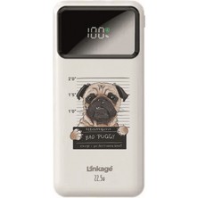 Wuw Linkage 10000 Mah Özel Haydut Pug Köpek Beyaz 22,5 W Hızlı Şarj Özellikli LCD Ekranlı Powerbank