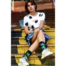 Bidigago Yaprak Desenli Renkli Unisex Kolej Çorap