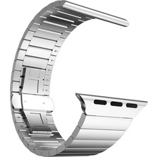 Teleplus Watch Series 4 5 38MM Kordon Metal Yandan Çıtçıtlı Parçalı Tasarım KRD35 Gümüş