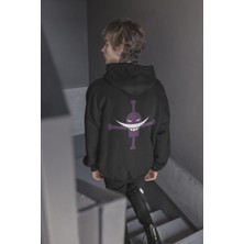 Populus Anime One Piece Ace - Beyaz Sakal Ön - Arka Baskılı Kapşonlu Sweatshirt