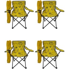 Tekno Trust 4'lü Sarı Rejisör Desenli Sandalye 4'lü Tek Kişilik Metal Sarı