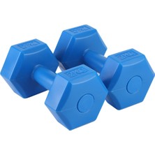 Tekno Trust Ikili 10KG x 2 Adet Dambıl ve Atlama Ipi Kombin Seti Vinyl Kaplama Dumbell Mavi