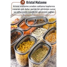 Ironika 900 ml Gerçek Vakumlu Silikon Kapaklı Kristal Erzak Bakliyat Saklama Kabı Seti Baharatlık 6 Adet Şeffaf