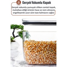 Ironika 900 ml Gerçek Vakumlu Silikon Kapaklı Kristal Erzak Bakliyat Saklama Kabı Seti Baharatlık 6 Adet Şeffaf