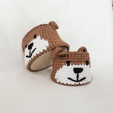 Yaso Shop Çocuk Odası Bebek Odası Ayı Figürlü Düzenleyici Örgü Sepet 3lü