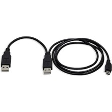 Jelang Çift USB 2.0 Tip A'dan USB Mini 5 Pimli Tip B X1 Y Veri ve Güç Kablosu DU55 (Yurt Dışından)