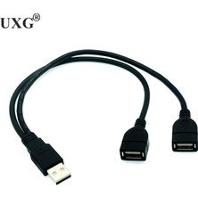 Jelang 1 Adet 30CM USB 2.0 A 1 Erkek 2 Çift USB Dişi Veri Merkezi Güç Adaptörü Y Ayırıcı USB Şarj Güç Kablosu Kablosu Uzatma Kablosu (Yurt Dışından)