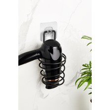 Orsa Home 715 Güçlü Magic Yapışkanlı Siyah Saç Kurutma Makine Askısı, Siyah Fönlük