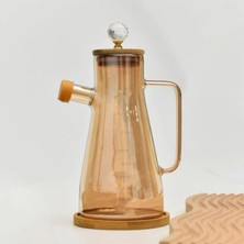 Decorland Tekli Kristal Taşlı Bambu Altlıklı Borosilikat Cam Yağlık Sirkelik