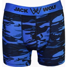 Jack Wolf Desenli 3 Lü Kutu Pamuklu Likralı Erkek Boxer