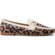 Deery Bej Rengi Leopar Desen Kadın Babet - K2067ZBEJC01