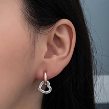 Serra Jewels ​gümüş Rose Sallantılı Kalp Kadın Küpe