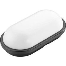 Sekatech Horoz Aydos 15W Oval Siyah LED Nem Su Geçirmez Banyo Bahçe Modern Tavan Lambası Beyaz Işık