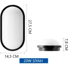 Sekatech Horoz Aydos 15W Oval Siyah LED Nem Su Geçirmez Banyo Bahçe Modern Tavan Lambası Beyaz Işık