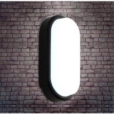 Sekatech Horoz Aydos 15W Oval Siyah LED Nem Su Geçirmez Banyo Bahçe Modern Tavan Lambası Beyaz Işık