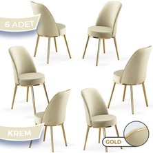 Canisa Pefa Serisi 6 Adet Mutfak Sandalyesi Gold Kaplama Metal Ayak 1. Sınıf Babyface Kumaş