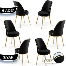 Canisa Pefa Serisi 6 Adet Mutfak Sandalyesi Gold Kaplama Metal Ayak 1. Sınıf Babyface Kumaş