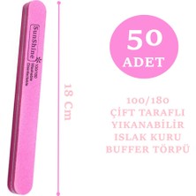 Xolo Oval 50 Adet Protez Tırnak Baf Buffer Sünger Törpü Yıkanabilir 100/180 File Grit Nail