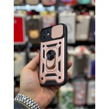 Kristal Teknoloji iPhone 11 Uyumlu Zırhlı Armor Tank Standlı Somon Kılıf