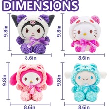 Szjiede 4pcs Kawaii Peluş Oyuncaklar, 10-Inç Sevimli Kuromi Peluş, My Melody Peluş Bebekler, Cinnamoroll Doldurulmuş Hayvanlar Peluş Şekil Oyuncak, Kız Çocuk Hayranları Için Hediyeler (4 A (Yurt Dışından)