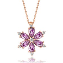 Serra Jewels Gümüş Rose Mor Lotus Çiçeği Kadın Kolye
