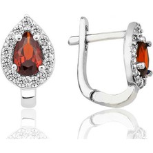 Serra Jewels Gümüş Kırmızı Taşlı Damla J Kadın Küpe