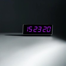 Sanec Saniyeli Dijital LED Duvar ve Masa Saat Derece ve Nem - Mor (Kasa Ölçüsü: 12X35 Cm)