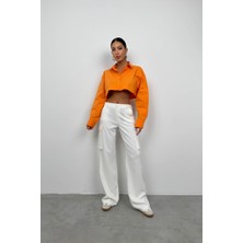 Black Fashion Crop Oversize Gömlek