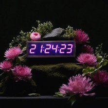 Sanec Saniyeli Dijital LED Duvar ve Masa Saati - Pembe (Kasa Ölçüsü: 12X35 Cm)