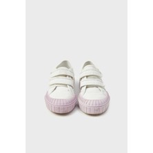 Tyess Bg Store Kız Çocuk Beyaz Ayakkabı Düz Tabanlı Kaliteli PES ve Deri Malzeme ile Rahat Kullanım