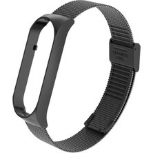 Teleplus Xiaomi Mi Band 5 Kordon  Clipsli Hasır Metal Kordon KRD06 Siyah