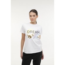 Lumberjack CT1098 Amy Hologram T-Shı Beyaz Kadın Kısa Kol T-Shirt